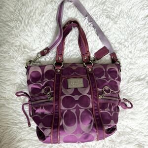 COACH Poppy Purple Silver Signature Shoulder Bag
